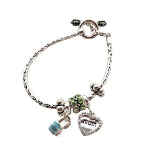 Davinci Silver Tone Charm Bracelet Mom Baby Carriage